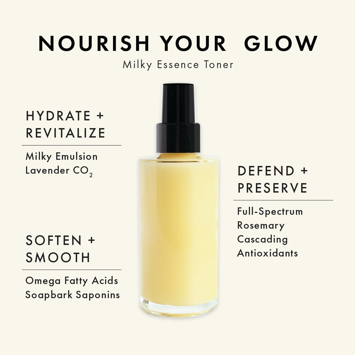Rosemary Elixir milky essence toner delivers hydration, softness, and cascading antioxidant defense.